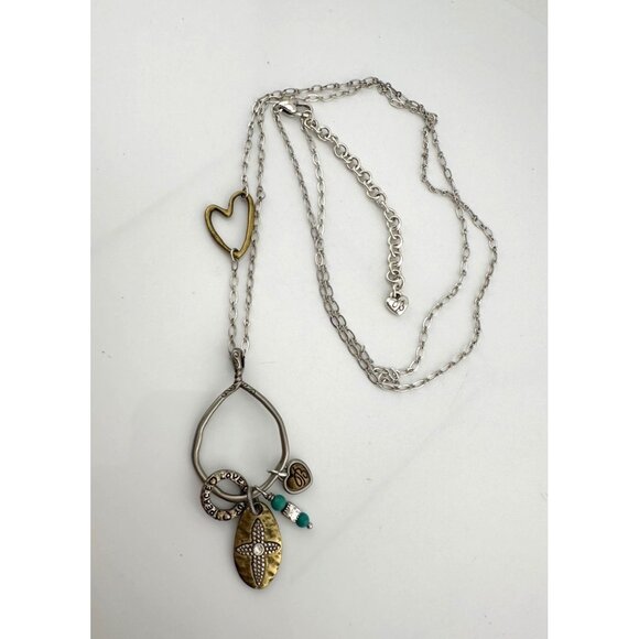 Brighton *BLESSED* Charm Necklace - Joy * Peace * Love w Hearts, Turquoise Beads - Picture 4 of 13